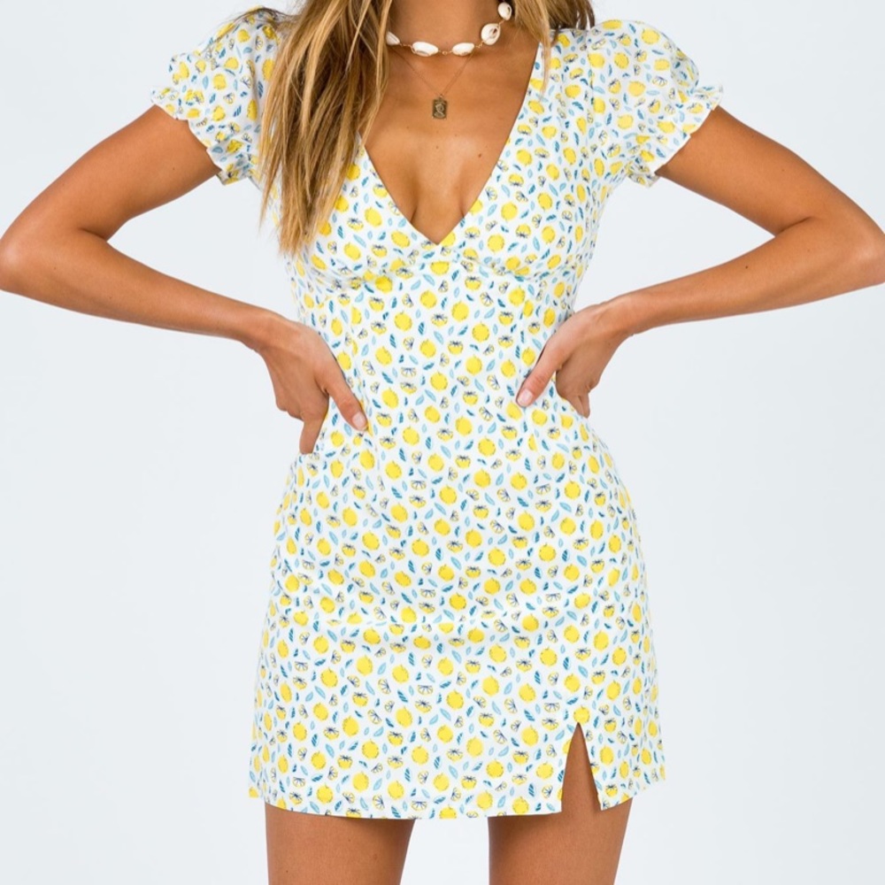 Princess Polly Kasey Mini Dress Lemon Multi